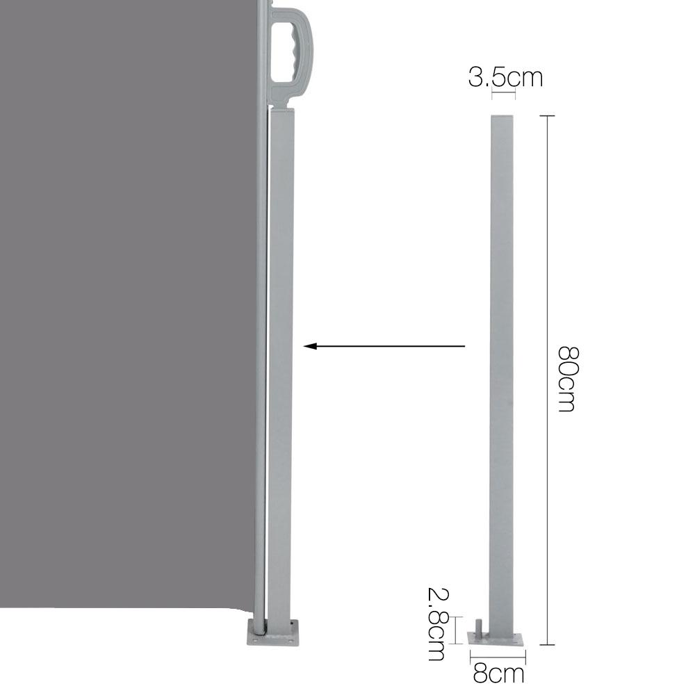 Instahut Retractable Side Awning Shade in grey, showcasing its robust steel frame and UV resistant polyester fabric, ideal for outdoor use.